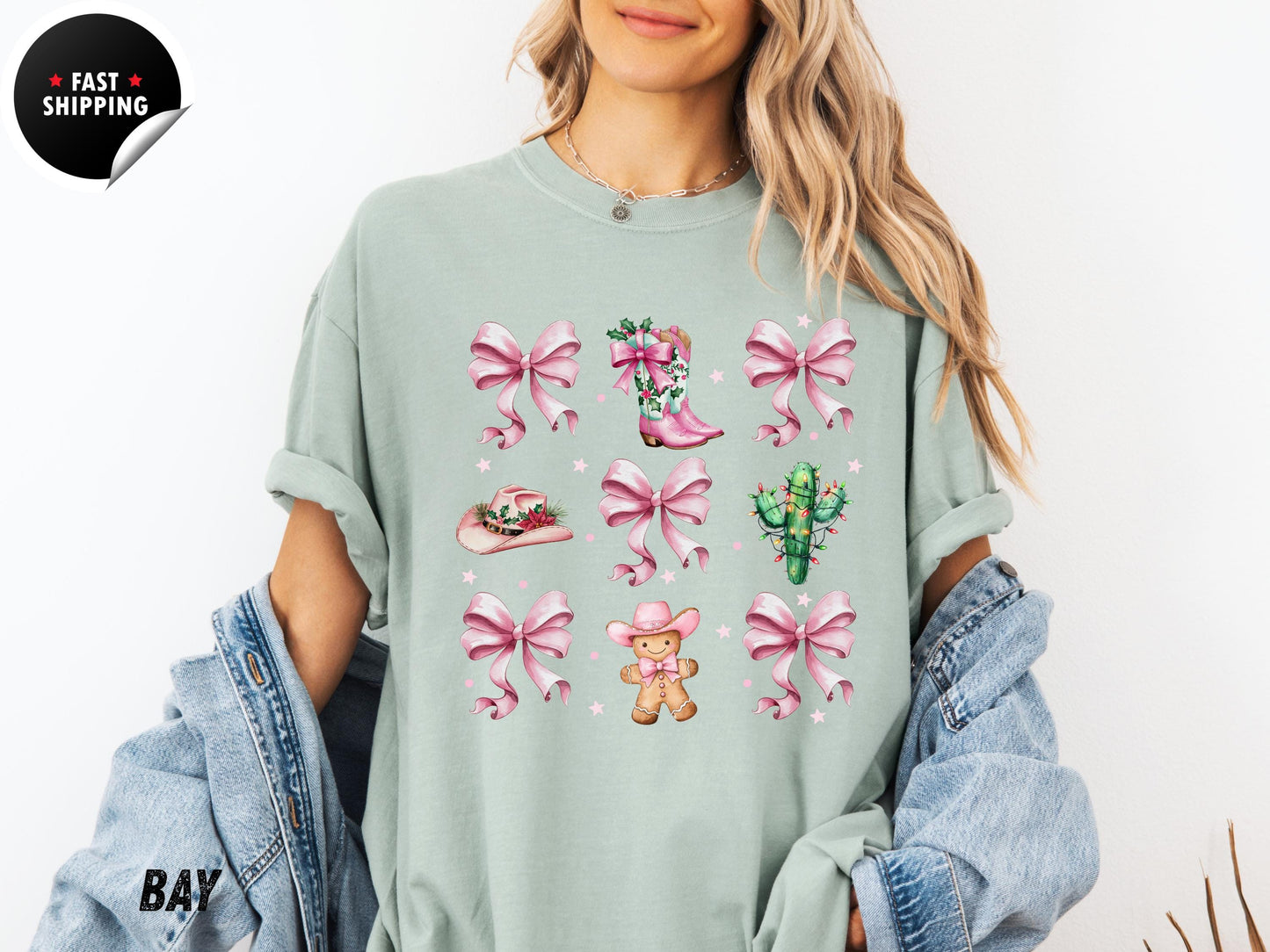 Pink Cowboy Boots Christmas Shirt: Western Holiday Tee