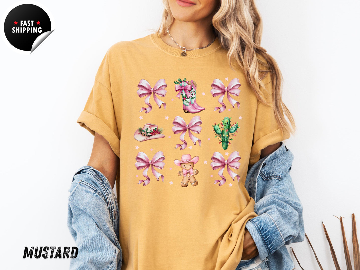 Pink Cowboy Boots Christmas Shirt: Western Holiday Tee