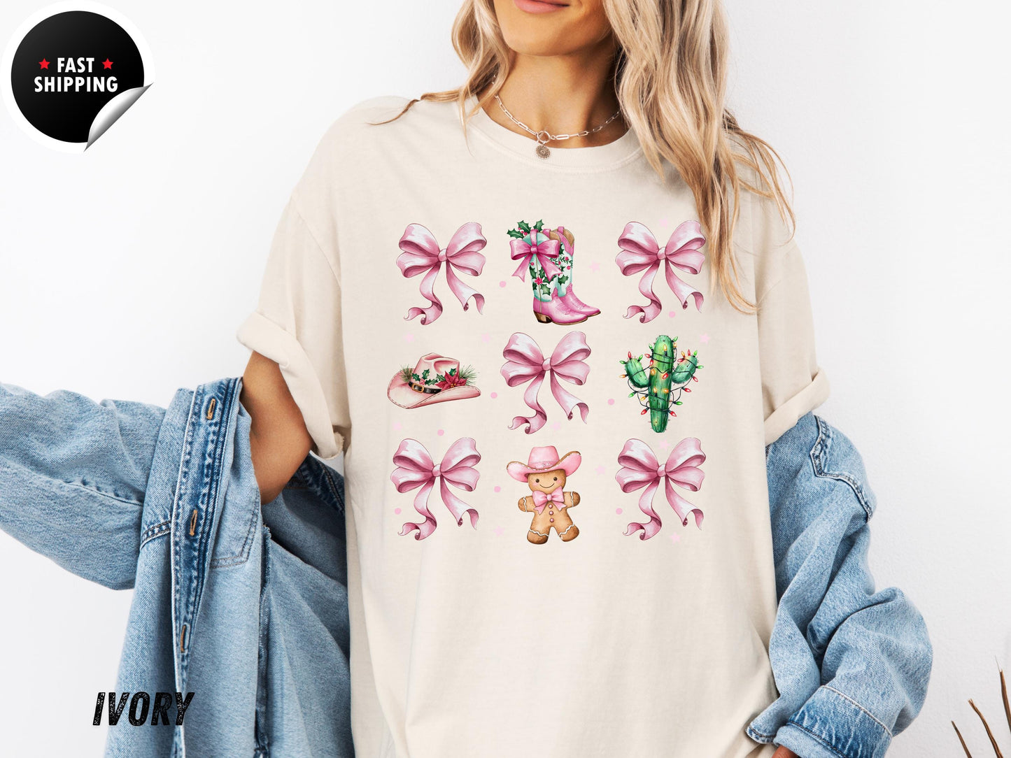 Pink Cowboy Boots Christmas Shirt: Western Holiday Tee
