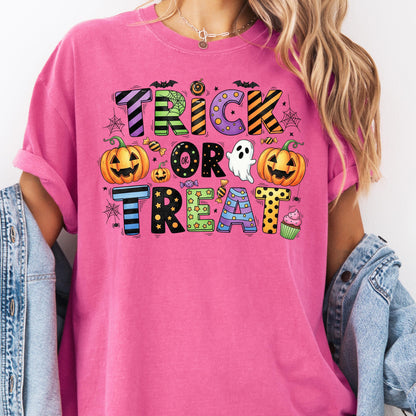 Trick or Treat Halloween Shirt, Cute Ghost Pumpkin T-Shirt, Spooky Season Candy Tee, Funny Halloween Party Top, Fall Graphic Tee