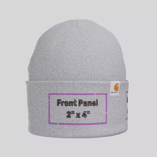 Custom Watch Cap Beanie Carhartt CT104597 decoration zones 360 view