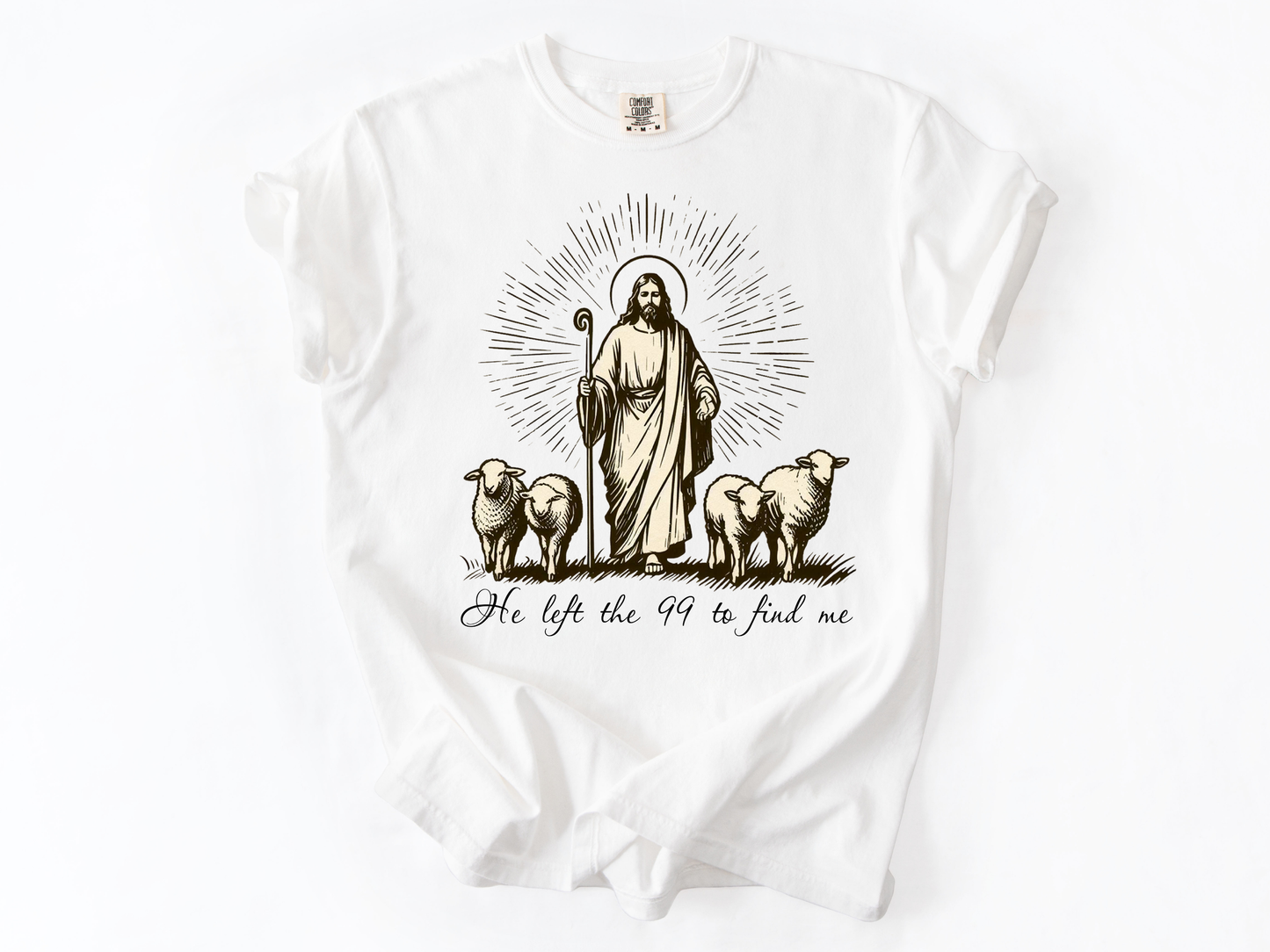 He Left the 99 to Find Me Shirt, Lost Sheep Christian T-Shirt, Bible Verse Faith Tee, Religious Comfort Colors Shirt, Christian Gift for Women